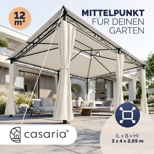 CASARIA Topas 3 x 4 m Garden Gazebo with Side Walls and Metal Frame Cream — view 2