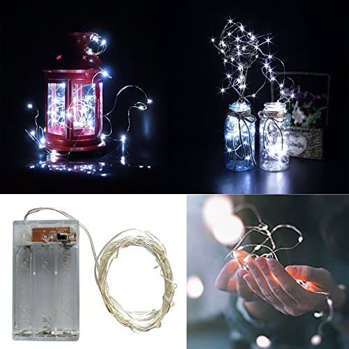 BXROIU Fairy String Lights Battery Operated,2 Pack 50 LED Cool White — view 2