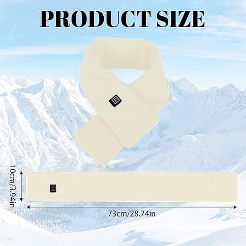 Heated Scarf,Winter Electric Heated Neck Scarf,USB Charging Heating Scarf with 3 Heating Levels,Neck Heating Pad for Pain Relief Thermal Neckerchief,Winter Gift for Men Women Outdoor Skiing(Beige) — view 2