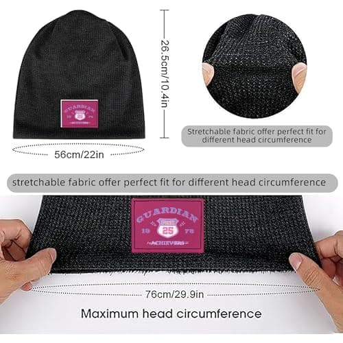 ZALXOZYL Slouchy Beanie Run Sustainable Travel Soft Journey Lightweight Traveling Light Plush Inner Lining Cartoon Patterns Travel Black 4 — view 3