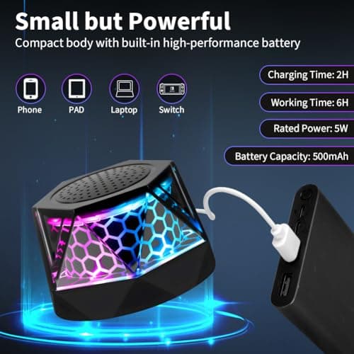 vsshe G300 Bluetooth Speaker, Ultra Small Portable Wireless Speaker with Magnetic Adsorption for Phones Metal Surfaces, with Multi-Color RGB Colorful Lights and Phone Holder, for Hiking and Outdoors — view 2