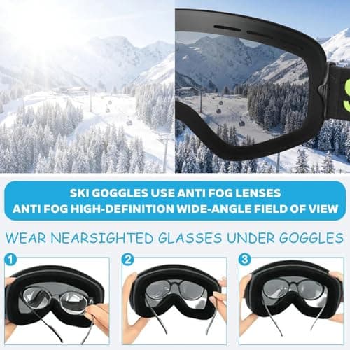 Eulihent Ski Goggles Unisex Ski Goggles Men Women Anti-fog Snowboard Goggles Ski Goggles for Glasses Wearers Ski Goggles Rimless Ski Goggles Spherical Mirrored — view 3