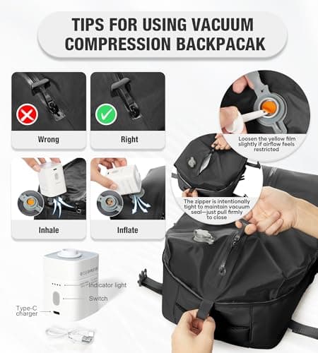 Vacuum Travel Backpack Women with Pump Vaultbag Ryanair Cabin Bags 40x30x20 — view 4