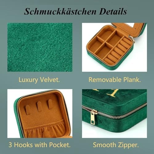 TINGN Small Travel Jewelry Case Jewelry Box Jewelry Organizer, Travel Essentials Travel Accessories for Women Girls, Christmas Gifts for Women Wife Girlfriend Mom Grandma Letter M — view 4