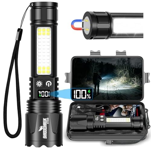 Shadowhawk Super Bright LED Torch Rechargeable with COB Light & Magnetic