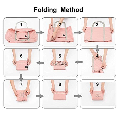 (2 Pack) Foldable Travel Duffel Bag, Waterproof Airlines Carry On Luggage Bag, Lightweight Travel Luggage Bag for Sports, Gym, Vacation (Light Blue, Light Pink) — view 5