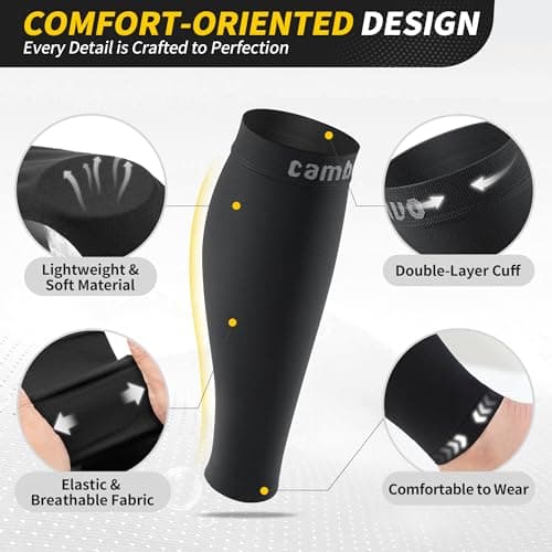 CAMBIVO Calf Compression Sleeves 2 Pairs, 20-30 mmHg, Footless Flight Socks — view 3