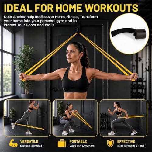 Resistance Bands for Working Out, 4 Levels Exercise Band with Door Anchor, Pull Up Bands for Strength Training, Yoga, Stretch Mobility, Powerlifting, and Home Workouts — view 6