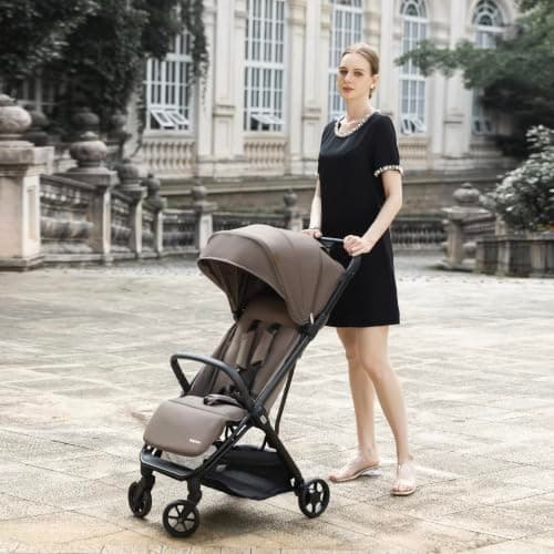 Babymore Yara Baby Stroller - One Touch fold, Lightweight, Cabin Size (Chocolate) — view 2