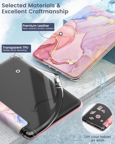 MoKo Case for Kindle Paperwhite 12th Gen & Colorsoft 2024,Pink Gold Marble — view 4