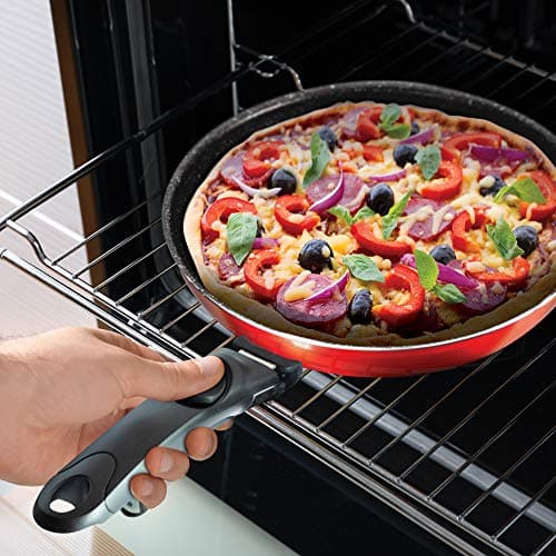 12 Pcs Colorful Space Saving Cookware Frying Pan Sauce Pan Casserole Pot Set Induction Lid Handles (Red) — view 6
