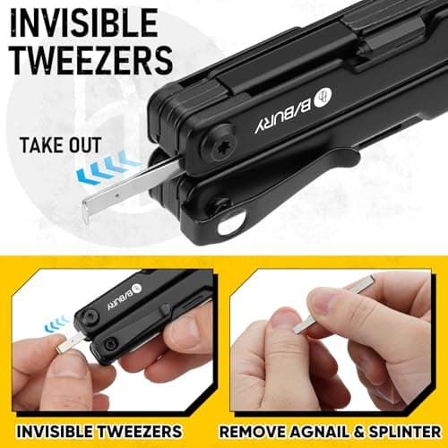 BIBURY Multitools, EDC Mini Pocket Tool, Foldable Pliers - BI2051AB Black — view 6