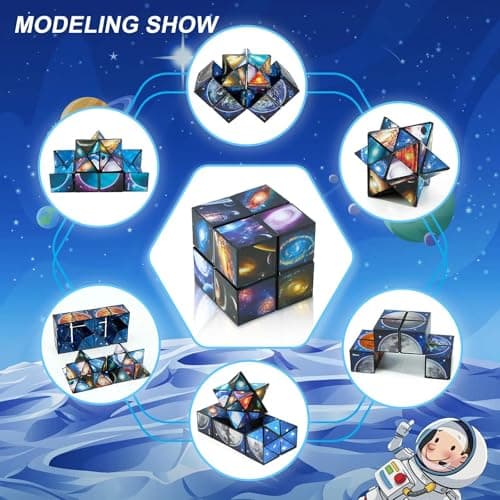 Infinity Cube, Fidget Cube for Kids, Cubes for Travel Entertainment, Cubes for Children Space Solar System Fidget Puzzles Smart Games, Gift for Boys Girls Multicolor — view 3
