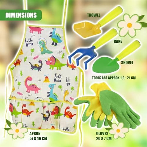 The Magic Toy Shop Kids Garden Tools Set – Complete Outdoor Play Kit with Watering Can, Shovel, Rake, Apron & Gloves – Ideal Gardening Toys for Toddlers & Forest School Equipment — view 3