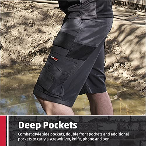 TuffStuff 827 Elite Mens Multi Tool Holster Pocket Heavy Duty Cargo Work Shorts Combat Trousers (34", Grey) — view 6