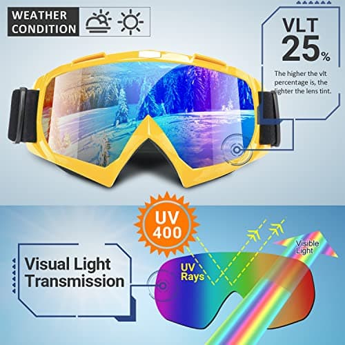 EasYoung Adult Ski Goggles, 2-Pack Snowboard Goggles for Youth, Teens, Men & Women, Wide View Snowmobile Goggles — view 3