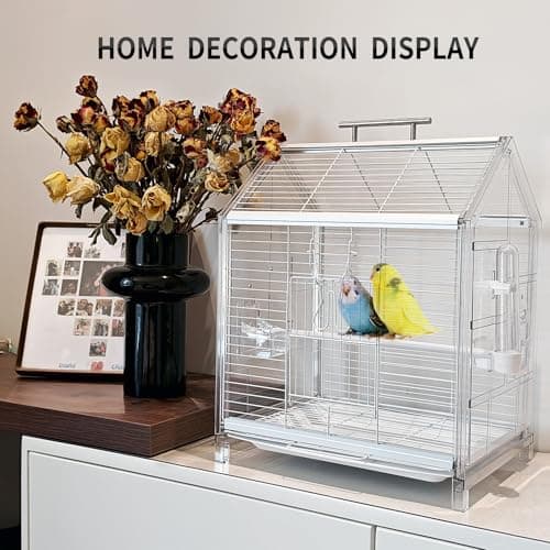 AideeGrowth 20.5 inch Small Bird Cage, Parrot Cage, Portable Bird Carrier, Travel Carrier Cage for Home, Outing, Pet Clinic, Temporary Placement, for Small Medium Birds(White) — view 5