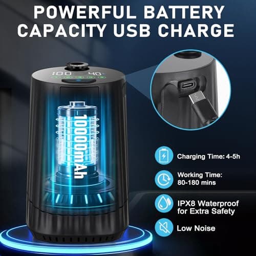 Tipkook 10000mAh Rechargeable Portable Camping Shower for Camping Pet Bath — view 2