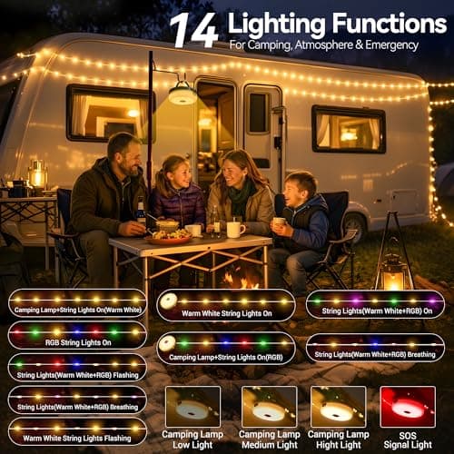 Hopexy Camping Fairy Lights Retractable Reel 10M Rolled RGB Tent Lights — view 3