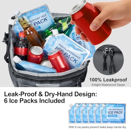 Odoland Cooler Box on Wheels, Leakproof Insulated Soft Rolling Cooler Bag with Stable All Terrain Cart and Handle Collapsible for Camping Beach Fishing Picnic (45L/72Cans Hrey) — view 6