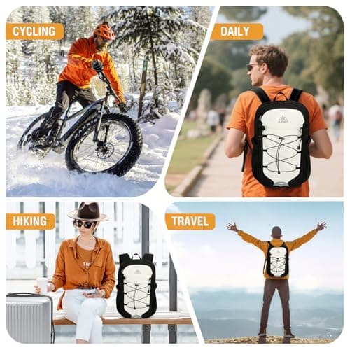 GES Multi-Functional 30L Hiking Backpack with Rain Cover, Durable Hiking Rucksack for School, Work, Camping, Trekking, Cycling & Outdoor Sports (Black and white) — view 6