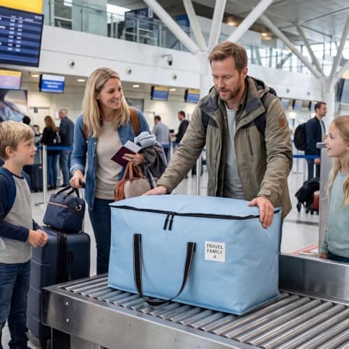 Dntorx 2 Pack 90L Moving Bags,Waterproof Moving Boxes with Zips,Light Blue — view 6