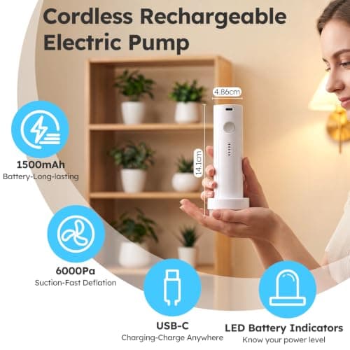 Hoikwo Vacuum Storage Bags with Cordless Electric Air Pump, 12 Pack Space Saver Vacuum Pack Bags for Clothes Duvet Bedding Comforter, Airtight & Reusable for Travel Suitcase — view 3