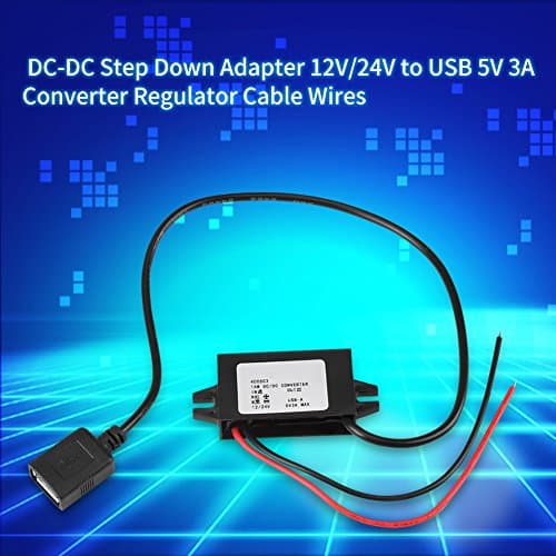 DC-DC Converter, 12V/24V to USB 5V 3A Buck Adapter DC-DC Step Down Adapter Regulator Buck Voltage Module with Cable Wires Output Power Adapter — view 5