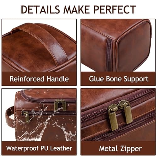 Personalized Toiletry Bag for Men, Custom Engraved Travel Dopp Kit Bag, Customized Name Initials Gift for Groomsmen, Best Man, Father's Day, Wedding, Birthday, Husband, Grandpa — view 3