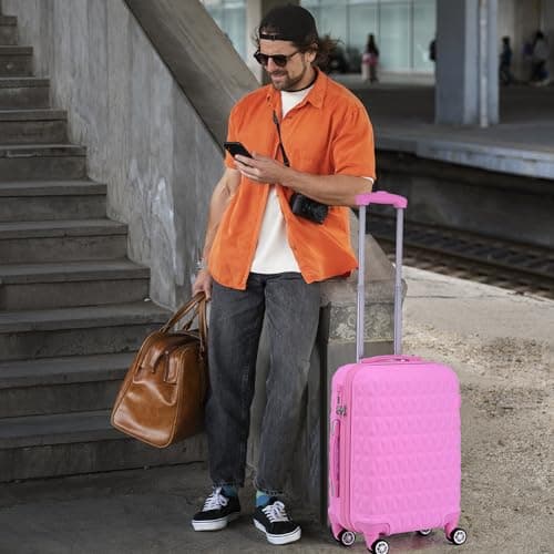 Hard Shell Cabin Carry On Suitcase 55 cm 2.5 kg 35 litres 4 Wheels with Built in 3 Digit Combination Lock, Approved for Ryanair, easyJet, British Airways & More (Rose Pink) — view 4