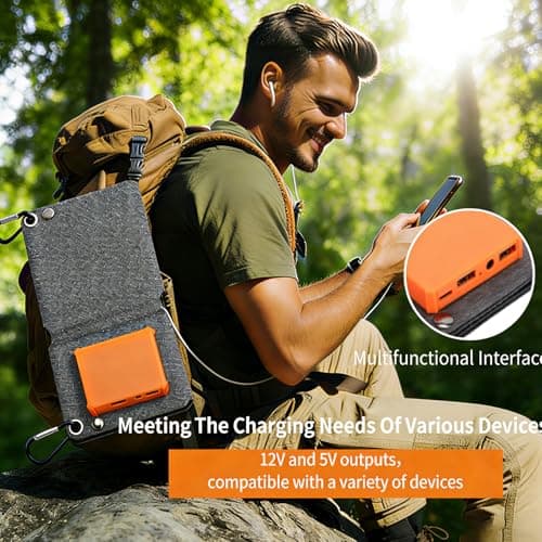 FAUOSWUK Foldable Solar Panels, 40W Portable Solar Charger Monocrystalline Silicon Fast Charging with Dual USB Output and 1 Type C, for Outdoor Travel Camping — view 4