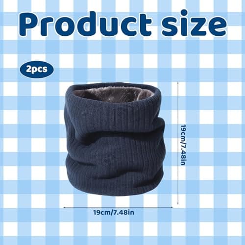 2 Pack Winter Neck Warmer Fleece Infinity Snood Scarf for Mens Women Thermal Knitted Neck Gaiter for Cycling Motorcycle Ski Sports, Neck Warmer for Men, Ski Neck Warmer for Winter Outdoor Sports — view 2