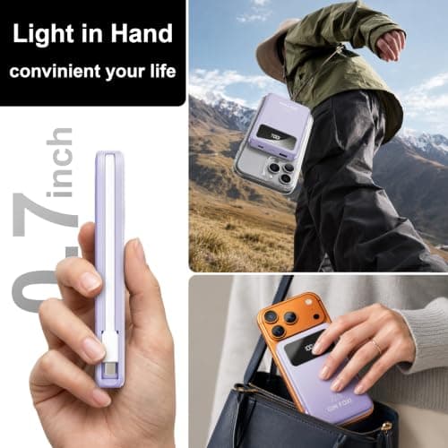 Magnetic Portable Charger,10000mAh Power Bank Built in Cables & LED Display External Battery Pack 22.5W Fast Charging Wireless Travel Powerbank for iPhone 17/16/15/14/13/12 Series/iPad,purple — view 6