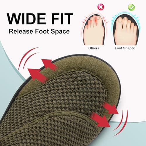 JIASUQI Barefoot Shoes Mens Wide Width Diabetic Shoes Breathable Walking Shoes Adjustable Zero Drop Sneakers for Edema Feet(Dark Green 46,10 UK) — view 3