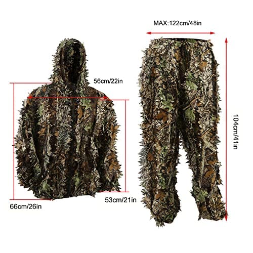 Zicac 5 Pcs Ghillie Suit, 3D Leaf Camouflage Uniform, Mask, Gloves, Storage Bag Set, Suitable for Outdoor Hunting, Wildlife Photography, CS Game — view 5