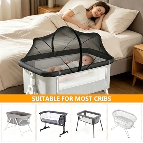 Fine Mesh Cot Mosquito Net with Zipper for Kids Travel Crib, 60×105CM — view 4