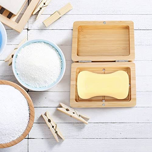Home Storage Box, Handmade Bamboo Wooden Soap Holder, Bathroom Soap Dish, Natural Square Soap Box, Natural Bamboo Soap Holder Wood — view 3