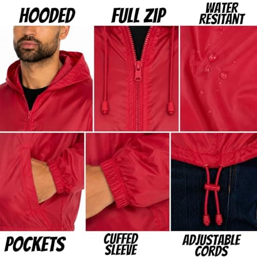 Style It Up Unisex Mens Ladies Water Resistant Plain Raincoat Kagools Jacket Hooded Cagoule (Red, 6XL) — view 5
