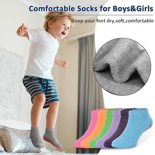 HYCLES Kids Non-Slip Ankle Socks - 6 Pairs (Unisex, 10-13 Years, Black/Navy, 12 Count) — view 3