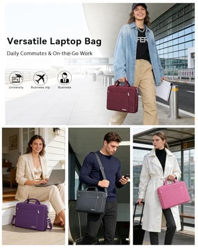 Ferkurn Laptop Bag Case for Women Men, Messenger Briefcase Computer Bag with Shoulder Compatible with Macbook Pro/Air, XPS Latitude, HP Pavilion, ASUS, Acer, Samsung, Red, 15 15.6 16 Inch — view 3