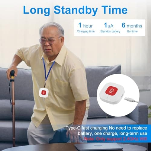 Tuya Wifi Smart Personal Alarms for Elderly, Wireless SOS Panic Call Button — view 5