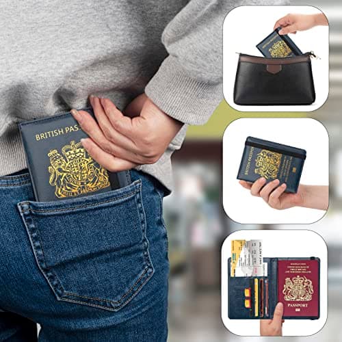 FACATH UK Passport Holder with Gilded UK Passport Pattern: Passport Covers Slim, Durable & British-Themed | Perfect Fit for UK Passports (Blue) — view 6