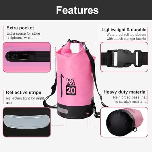 Blackace arteesol Waterproof Dry Bag 5L 10L 20L 30L Waterproof Bag with Long Adjustable Handle for Kayaking Boat Excursion Canoe/Fishing/Rafting/Swimming/Snowboarding — view 4
