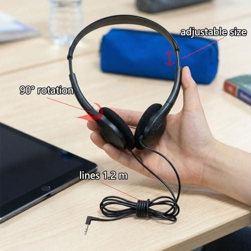 Abstru 12 Pack Wired Headphones for Students Bulk On-Ear with 3.5mm Jack — view 3