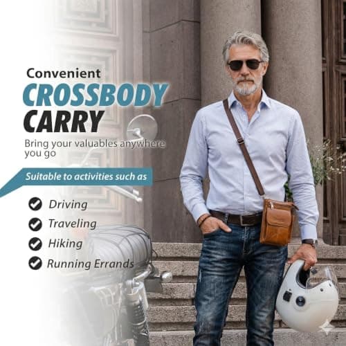 Hengwin Crossbody Phone Bag, Men’s Shoulder Strap Bag, Genuine Leather Card Wallet, Mobile Phone Case Holder, Small Purse Handbag, Passport Travel Pouch Carrier — view 6