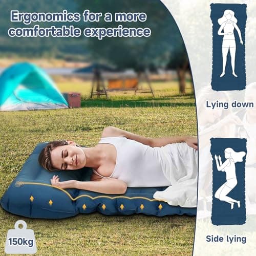 Aptliton Inflating Sleeping Pad for Camping, 10cm Thickness Camping Mat with Built-in Foot Pump, Inflatable Sleeping Mat with Pillow Waterproof for Backpacking, Camping, Hiking, Blue — view 6