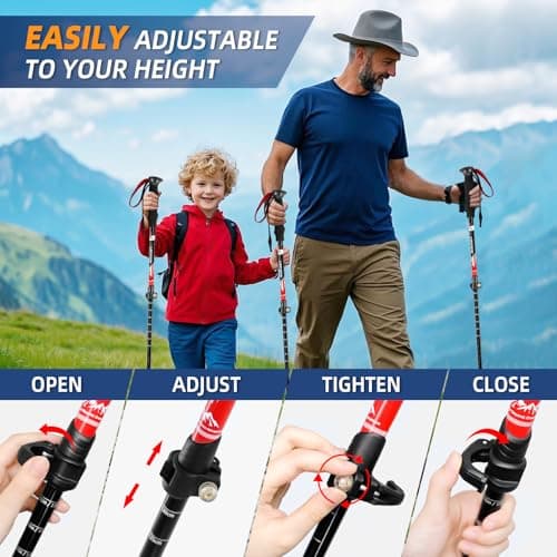 Telescopic Walking Sticks for Women&Men, Lightweight Hiking Poles — view 4