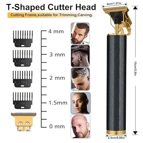 Beard Trimmer & Nose Hair Trimmer Set with Travel Case Rechargeable Trimmer Set for Men 2-in-1 Men's Grooming Kit with 4 Combs & T-Blade Cordless,USB-C Charging Gift for Men(Birthday) — view 6