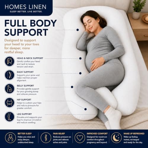 HOMES-LINEN 12 & 9 FT U Shape Long body pillows Pregnancy Pillow & Maternity Pillow U Shaped Large Curled Comfort long cushion body pillow - MADE IN UK (12FT Pillow) — view 3