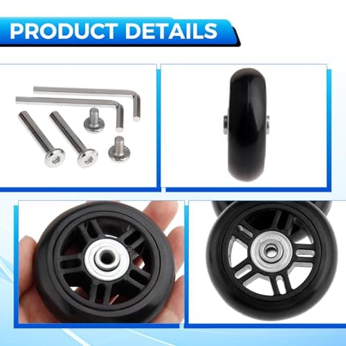 Mtsooning 2Pcs Suitcase Wheels Replacement,70x22mm Luggage Wheels — view 3